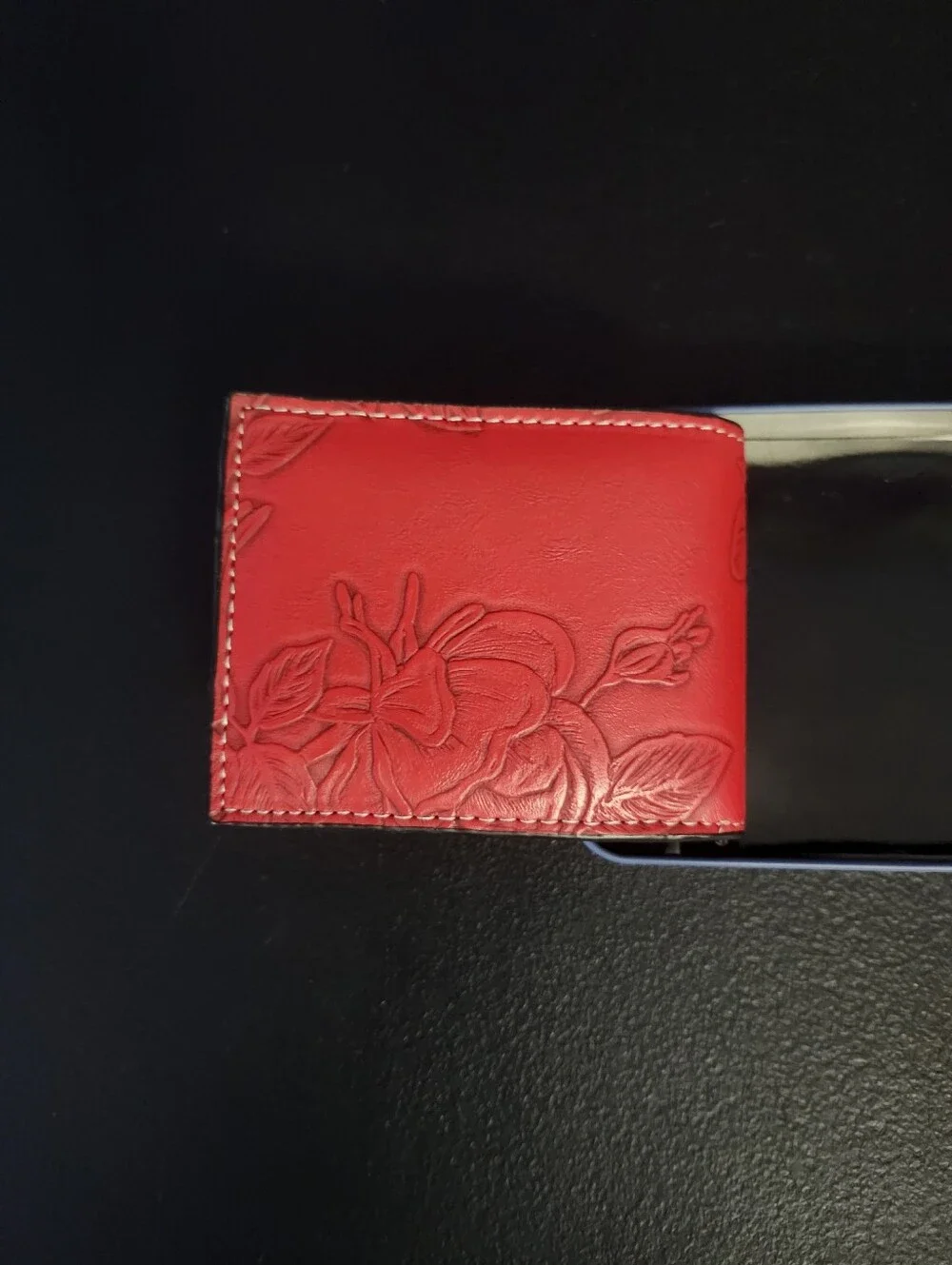 Distortion Red Floral Leather Wallet (Brand New)